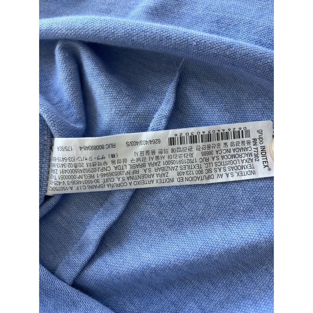 ZARA MAN Blue Shirt Short Sleeve Size Small S Made In Portugal Slim Fit - Picture 6 of 8